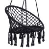 Black Swing, Hammock Chair Macrame Swing, Max 330 Lbs Hanging Cotton Rope Hammock Swing Chair for Indoor and Outdoor