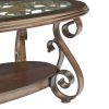 Coffee Table with Glass Table Top and Powder Coat Finish Metal Legs Dark Browr