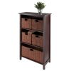 Milan 6-Pc Storage Shelf with 5 Foldable Woven Baskets; Walnut