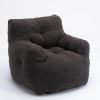 Soft Tufted Foam Bean Bag Chair With Teddy Fabric Dark Gray