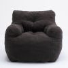 Soft Tufted Foam Bean Bag Chair With Teddy Fabric Dark Gray