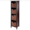 Milan 5-Pc Storage Shelf with 4 Foldable Woven Baskets; Walnut