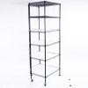 6-Layer Plastic Coated Polygonal Corner Shelf with 2" PP Wheels 680*680*1800 Black