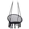 Black Swing, Hammock Chair Macrame Swing, Max 330 Lbs Hanging Cotton Rope Hammock Swing Chair for Indoor and Outdoor