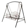 Hanging Iron Porch Swing Outdoor Patio Furniture Chair w/Armrests, Mounting Chains