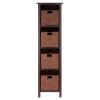 Milan 5-Pc Storage Shelf with 4 Foldable Woven Baskets; Walnut