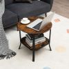 2-Tier Round End Table with Storage Shelf for Living Room