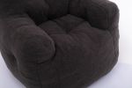 Soft Tufted Foam Bean Bag Chair With Teddy Fabric Dark Gray