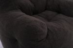 Soft Tufted Foam Bean Bag Chair With Teddy Fabric Dark Gray