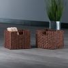 Tessa 2-Pc Woven Rope Basket Set; Foldable; Walnut