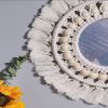 1pc, Boho Macrame Round Mirror - Decorative Wall Hanging for Apartment, Home, Bedroom, and Living Room