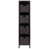 Terrace 5-Pc Storage Shelf with 4 Foldable Woven Baskets; Espresso and Chocolate