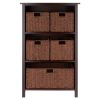 Milan 6-Pc Storage Shelf with 5 Foldable Woven Baskets; Walnut