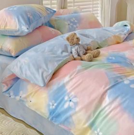 Simple Gradient Color Bed Four Sets Of Cotton Pure (Option: Rainbow-Flat Sheet-1.8m)