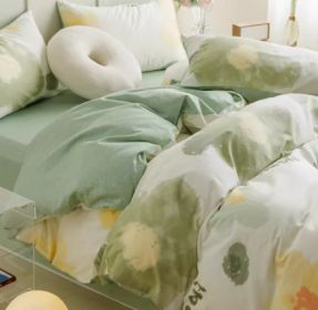 Simple Gradient Color Bed Four Sets Of Cotton Pure (Option: Coloured drawing-Flat Sheet-1.2m)