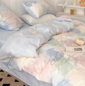 Simple Gradient Color Bed Four Sets Of Cotton Pure (Option: Macarons-Fitted Sheet-1.5m)